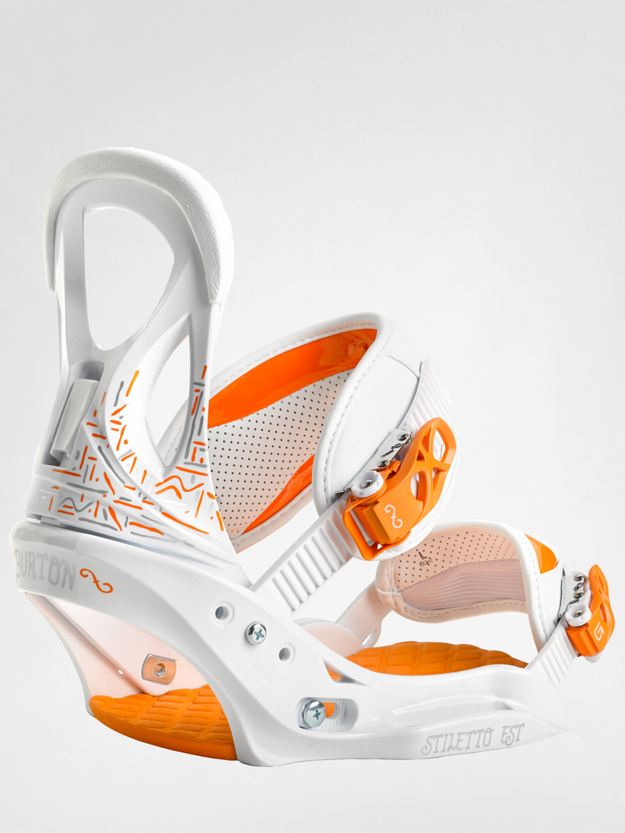 Womens Burton snowboard bindings Stiletto EST (white & orange)