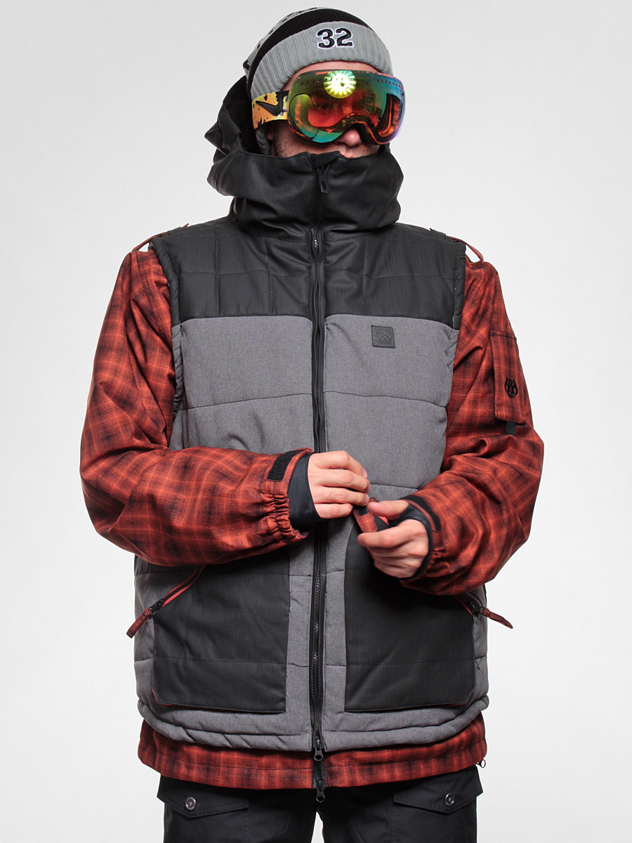 Mens 686 snowboard jacket Smarty Truckee-Plaid (rust)