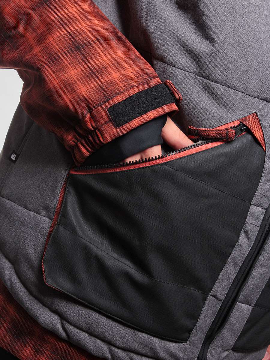 Mens 686 snowboard jacket Smarty Truckee-Plaid (rust)