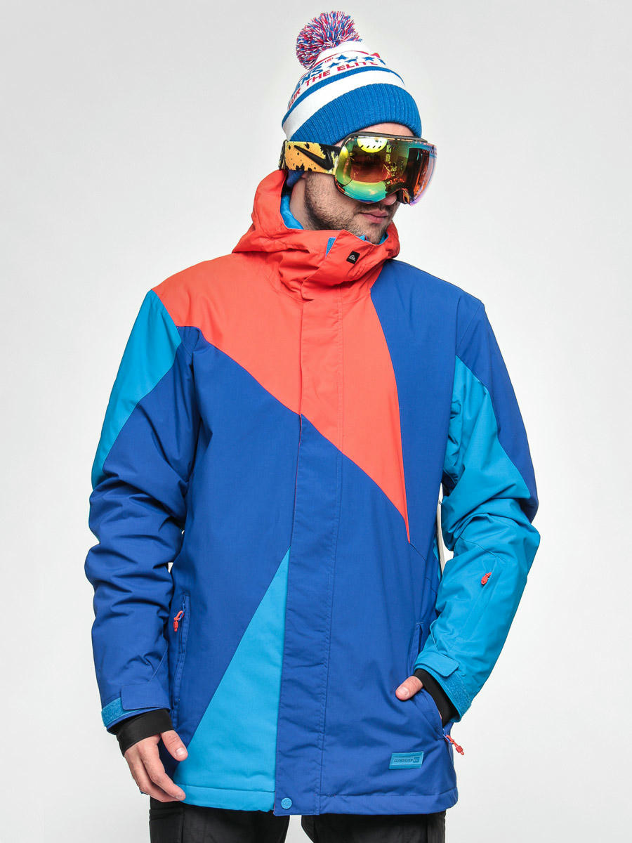 blue and orange snowboard jacket