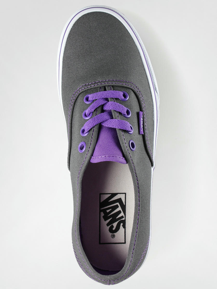 gray and purple vans