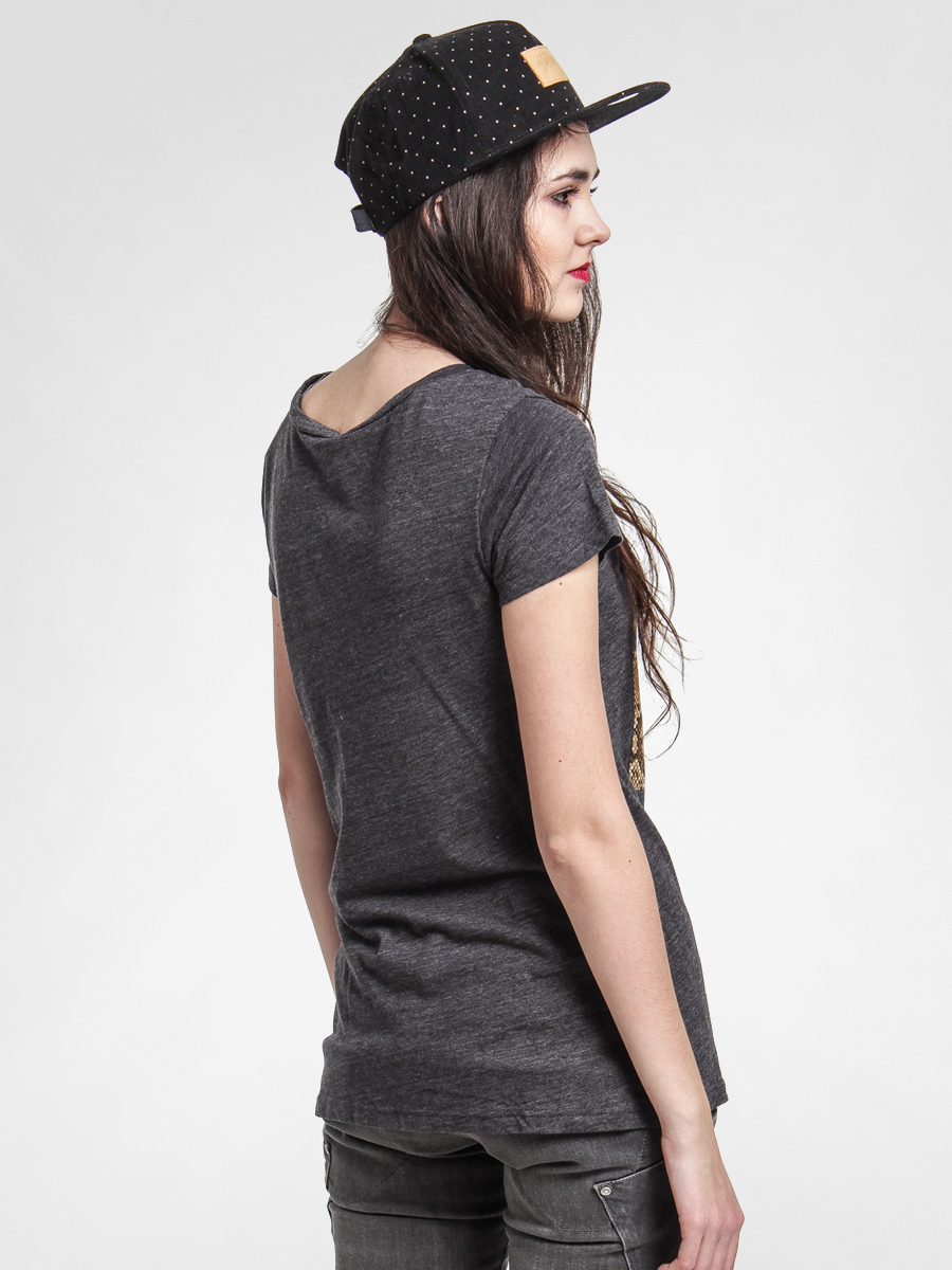 Stussy T-shirt Snake Number 4 V Neck Wmn (black heather)