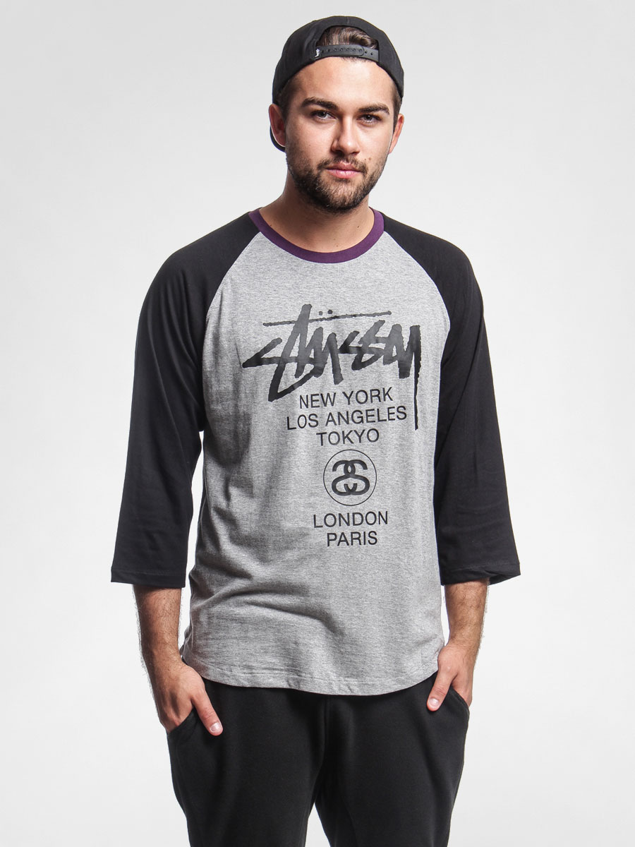 Stussy T-shirt Baseball Wt 3 4 Raglan (grey heather)
