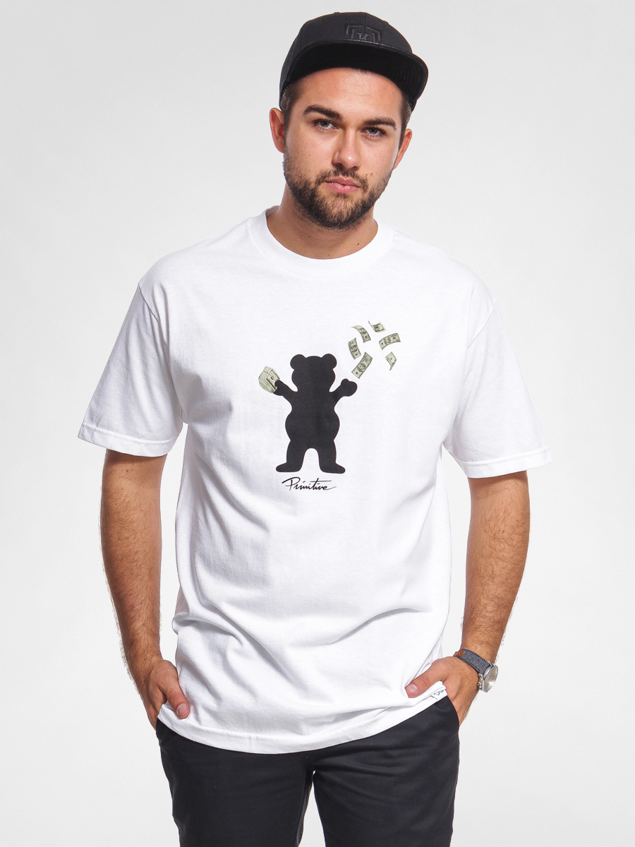 Primitive T-shirt Grizzly Bands Bear (white)
