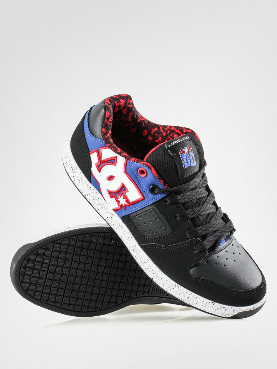 blue and red dc shoes