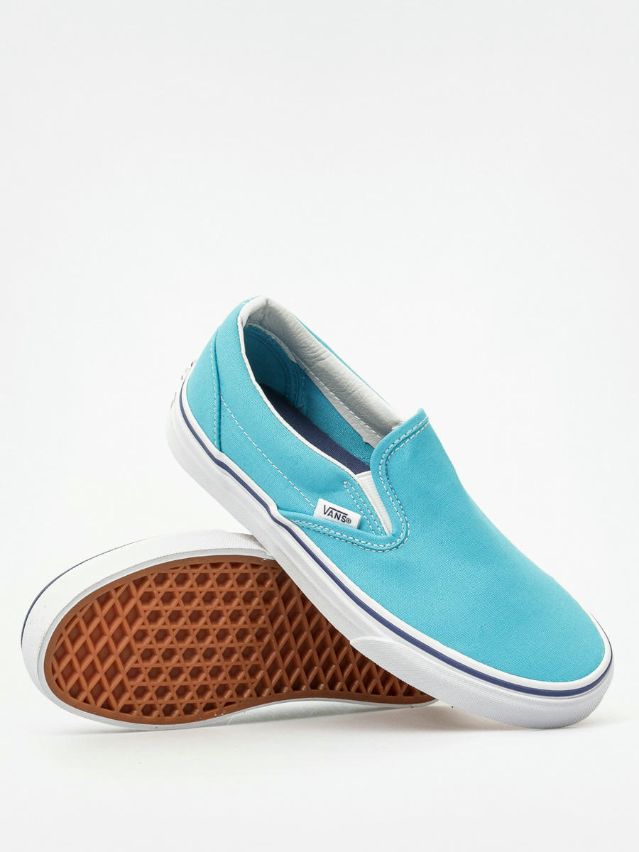 Vans slip on sale on cyan