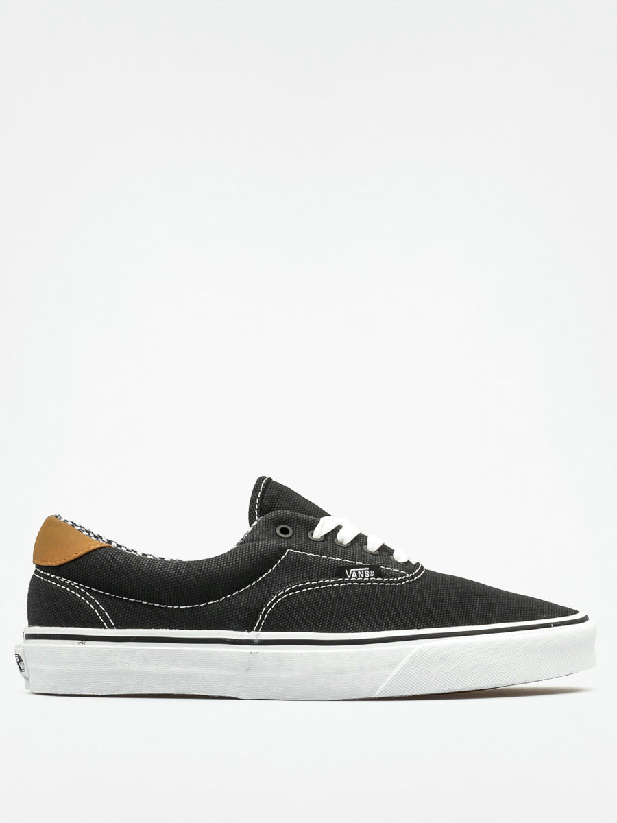 vans era woven plaid black