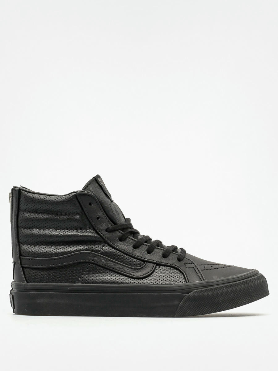 High top best sale black leather vans