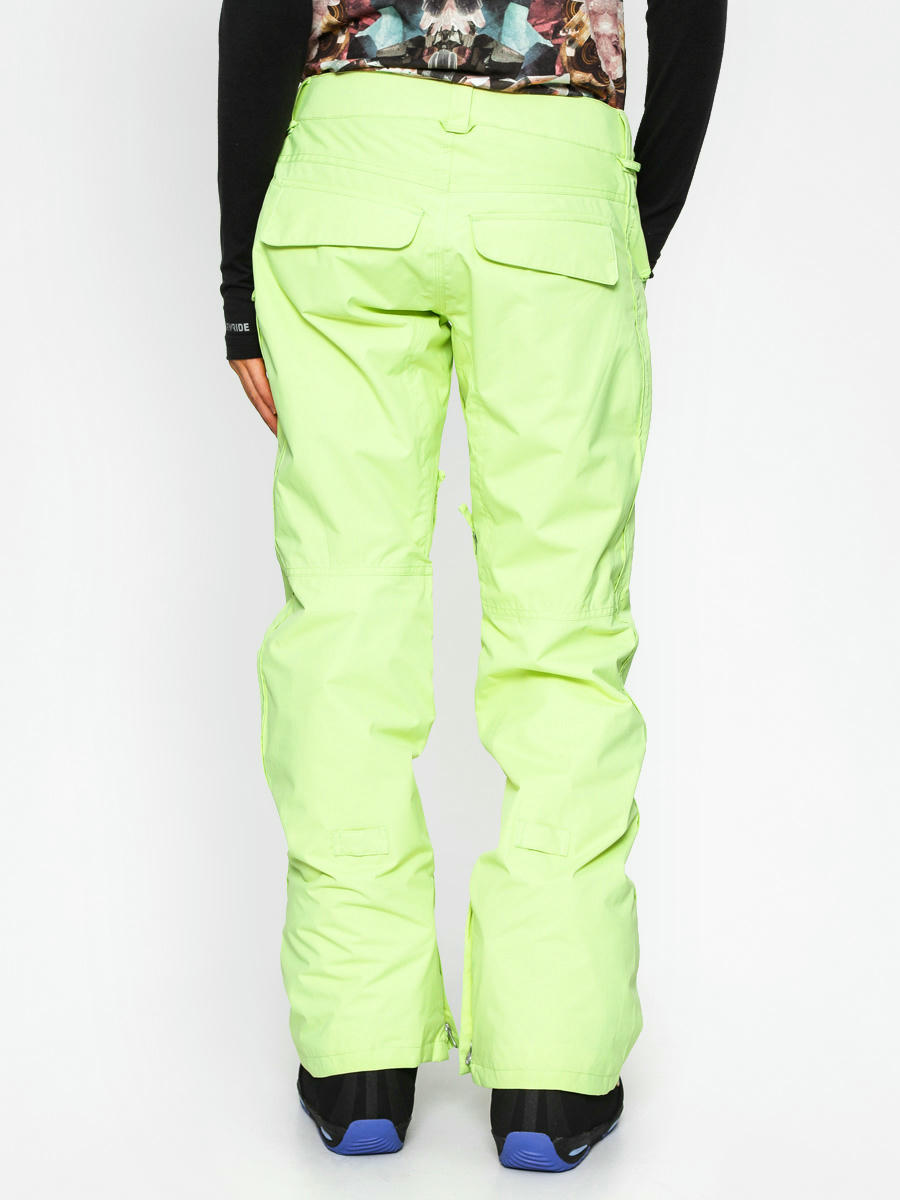 bright green snow pants