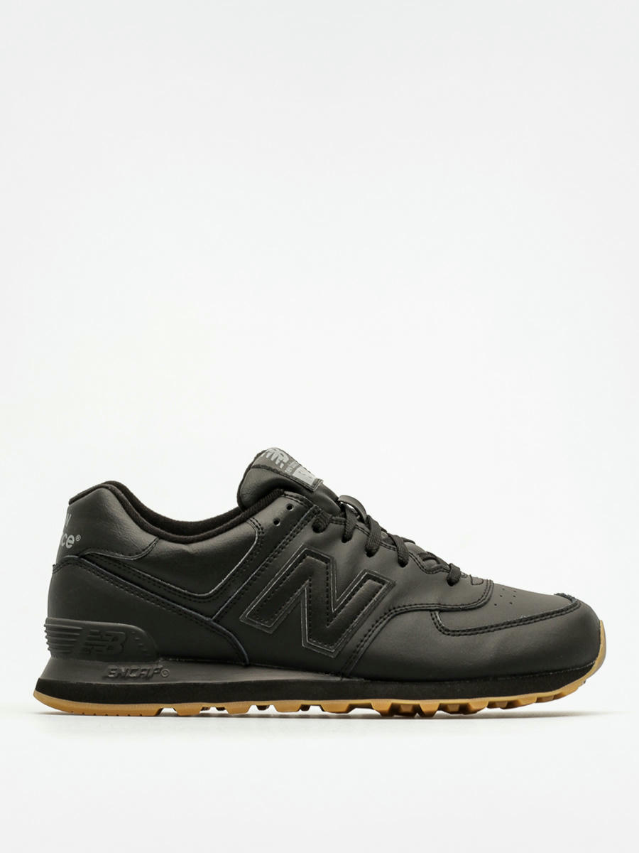 new balance 574 black leather gum