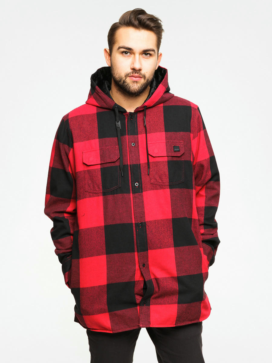 volcom hooded flannel snowboard jacket