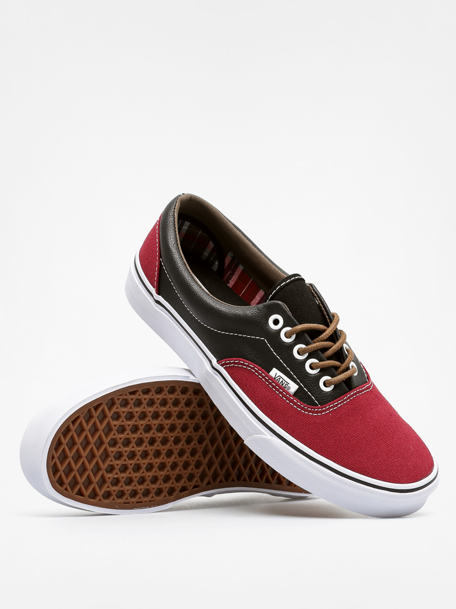Vans Shoes Era red (leather plaid/rhubarb/black)