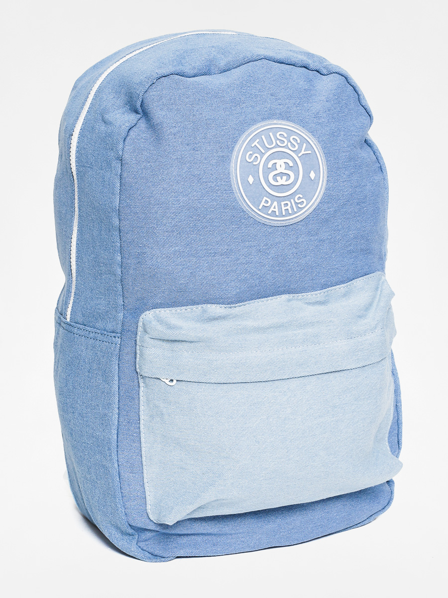 blue denim backpack