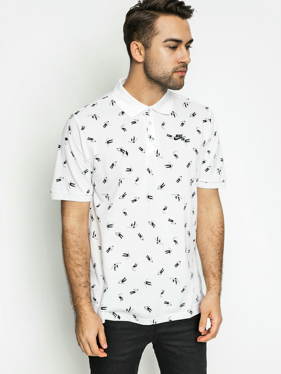 Nike SB Polo t-shirt Dri Fit (white/black)