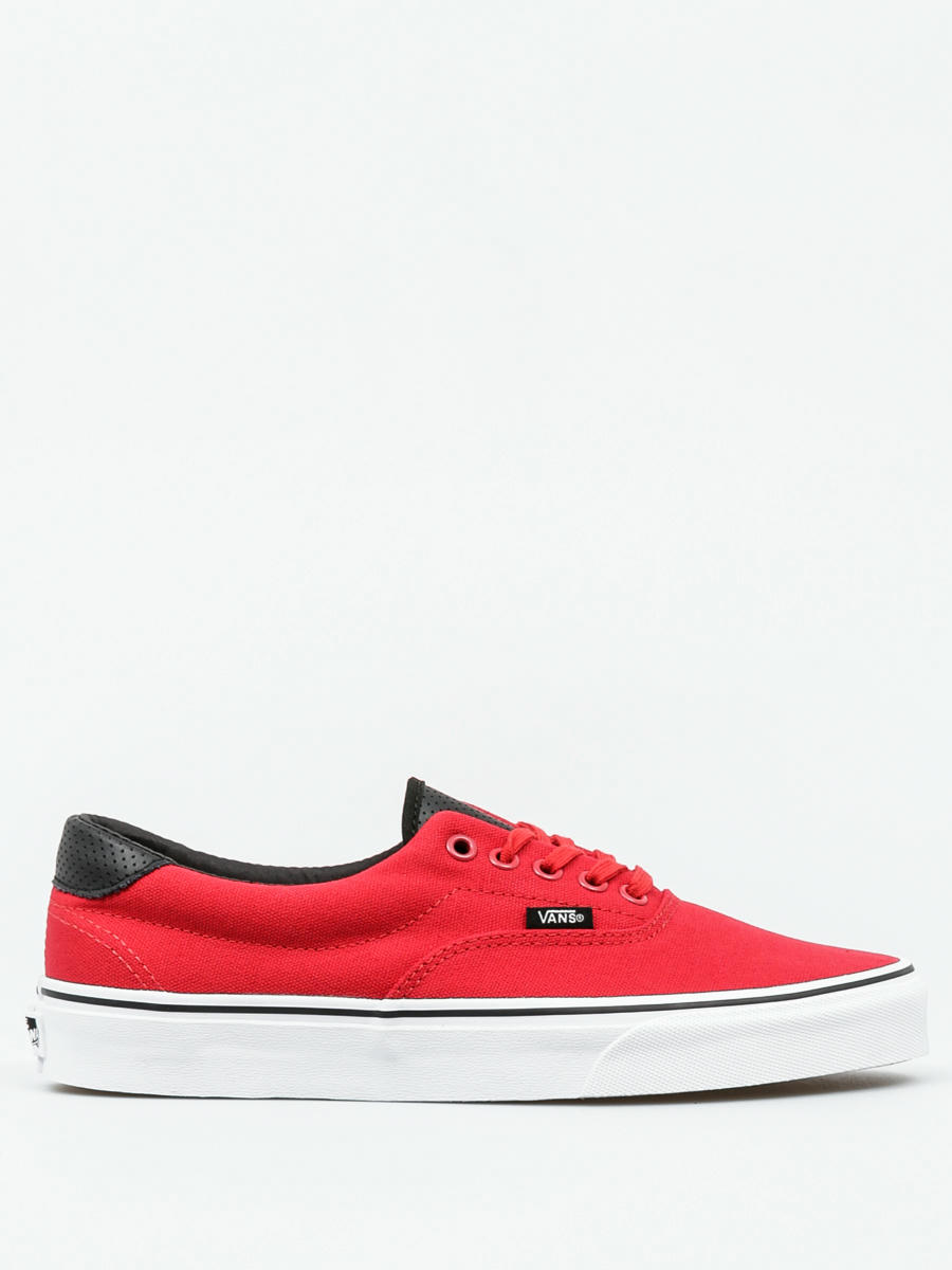 red and black low top vans