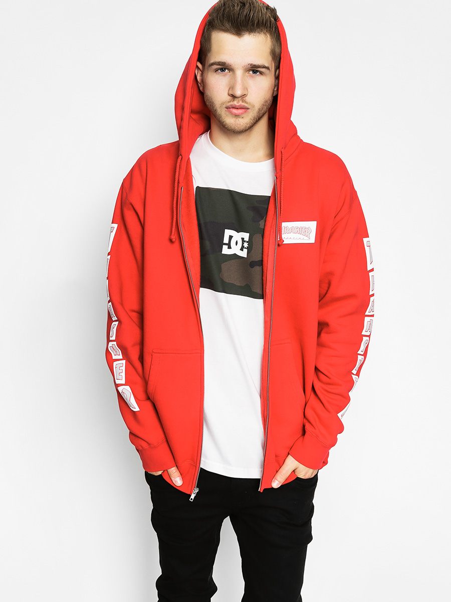 White and red hot sale thrasher hoodie