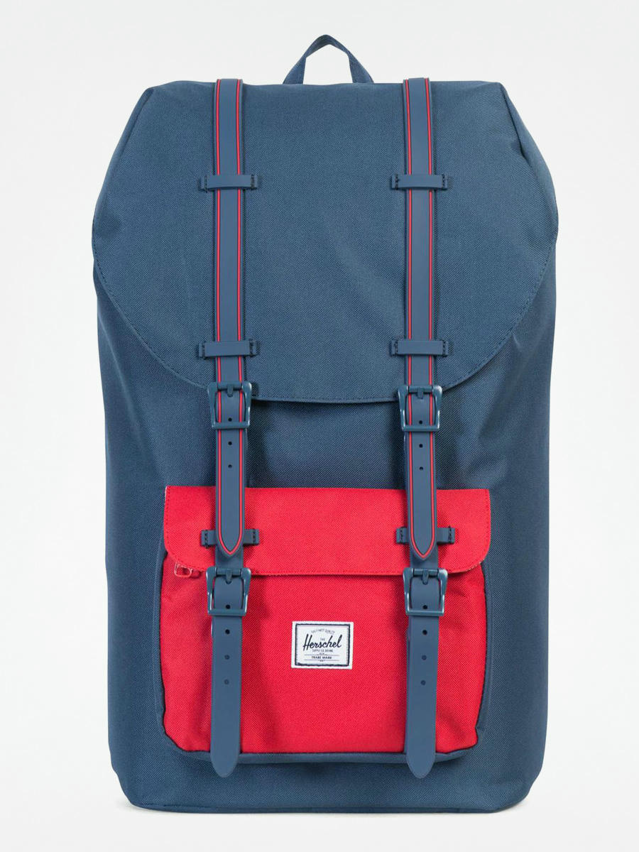 herschel blue and red backpack