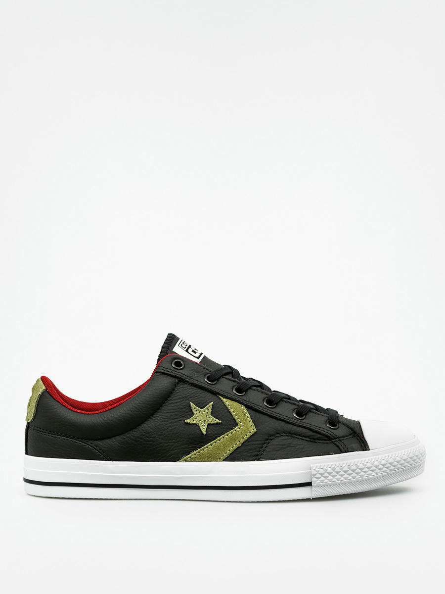 Converse Star Player Leather Ox (black/fatigue green/red block)