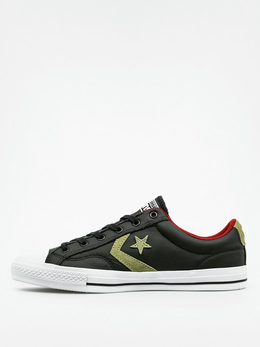Converse Star Player Leather Ox (black/fatigue green/red block)