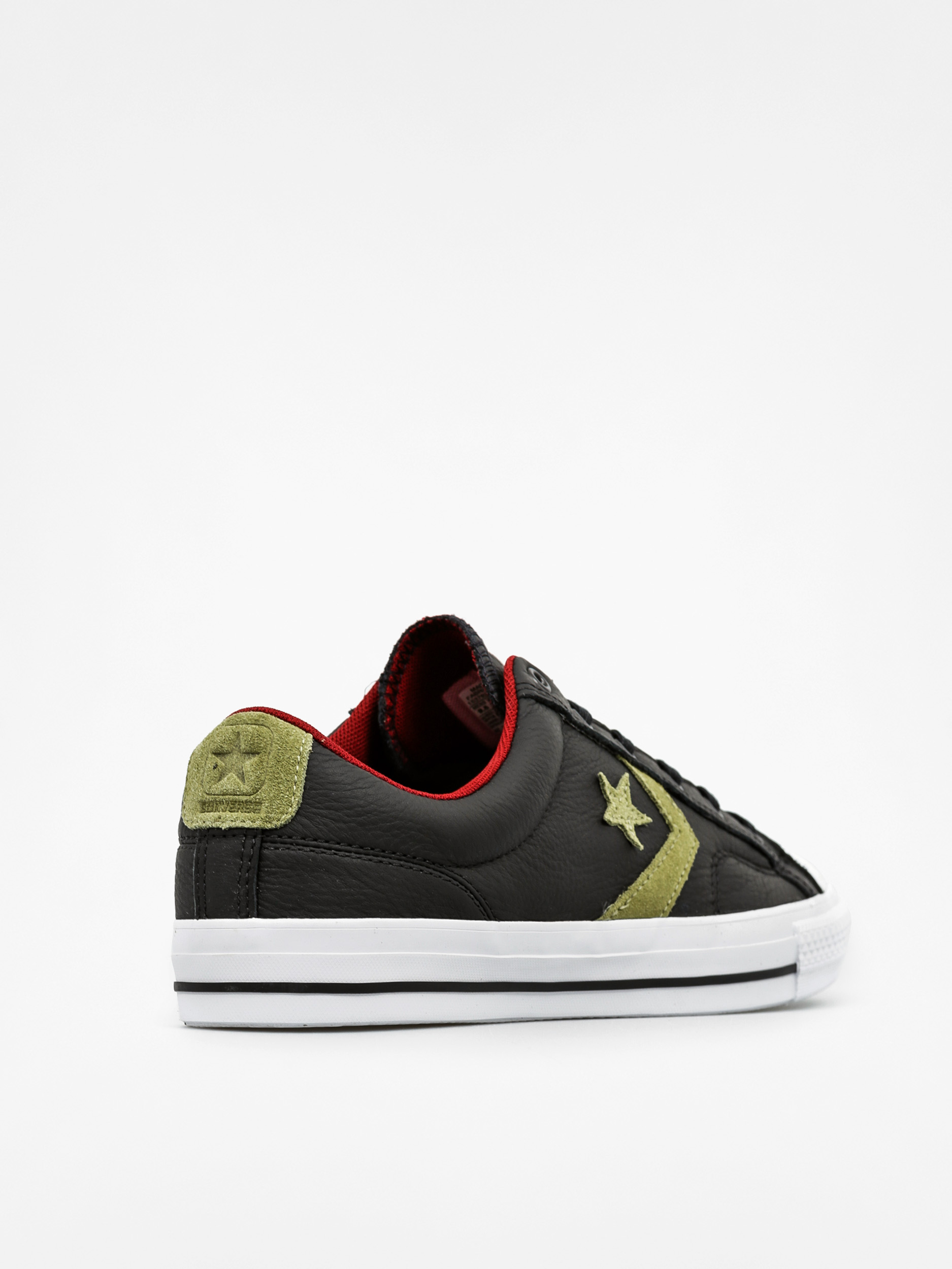 Converse Shoes Star Player Leather Ox (black/fatigue green/red block)