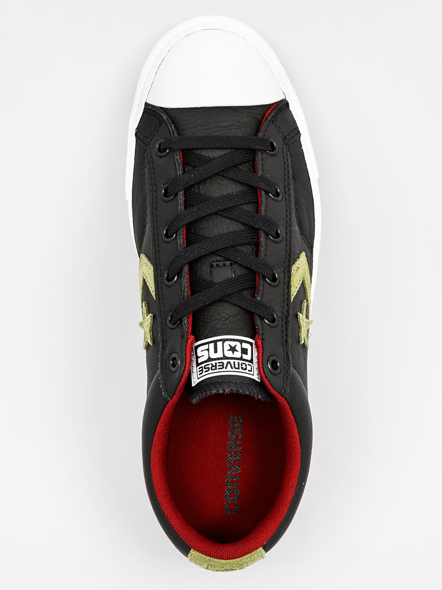 Converse Shoes Star Player Leather Ox (black/fatigue green/red block)
