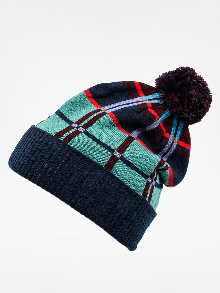 Stussy Beanie Plaid Jacquard Pom Beanie (navy)