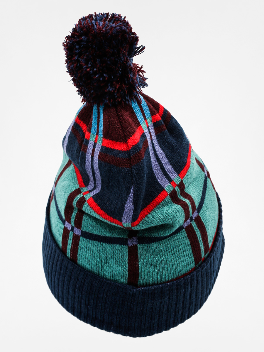 Stussy Beanie Plaid Jacquard Pom Beanie (navy)