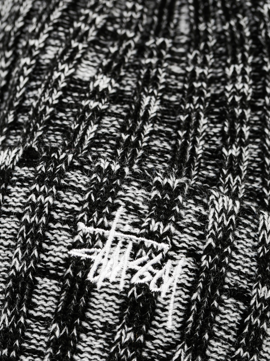 Stussy Beanie Marled Yarn Pom Beanie (black/white)
