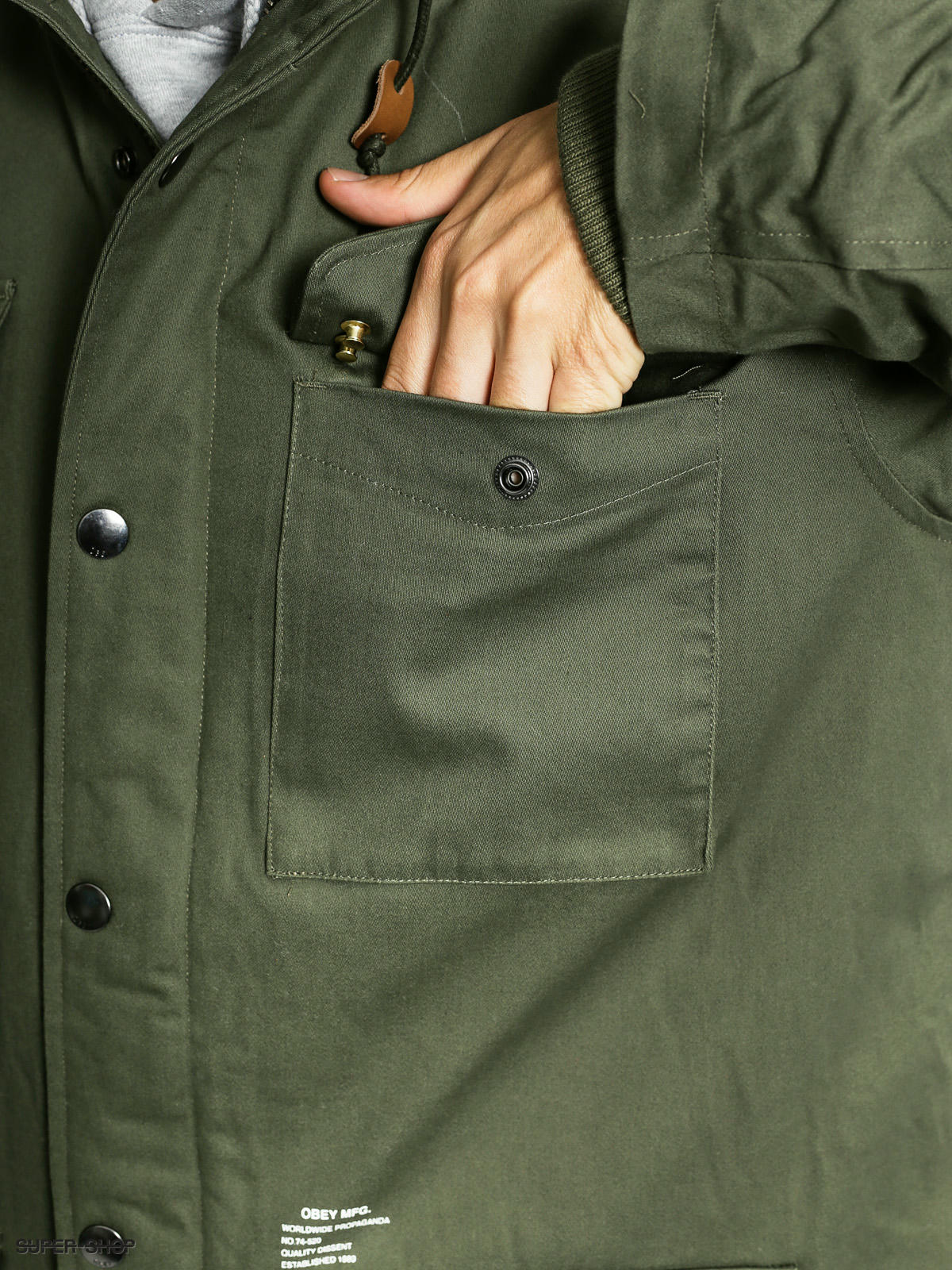 OBEY Jacket Heller green army