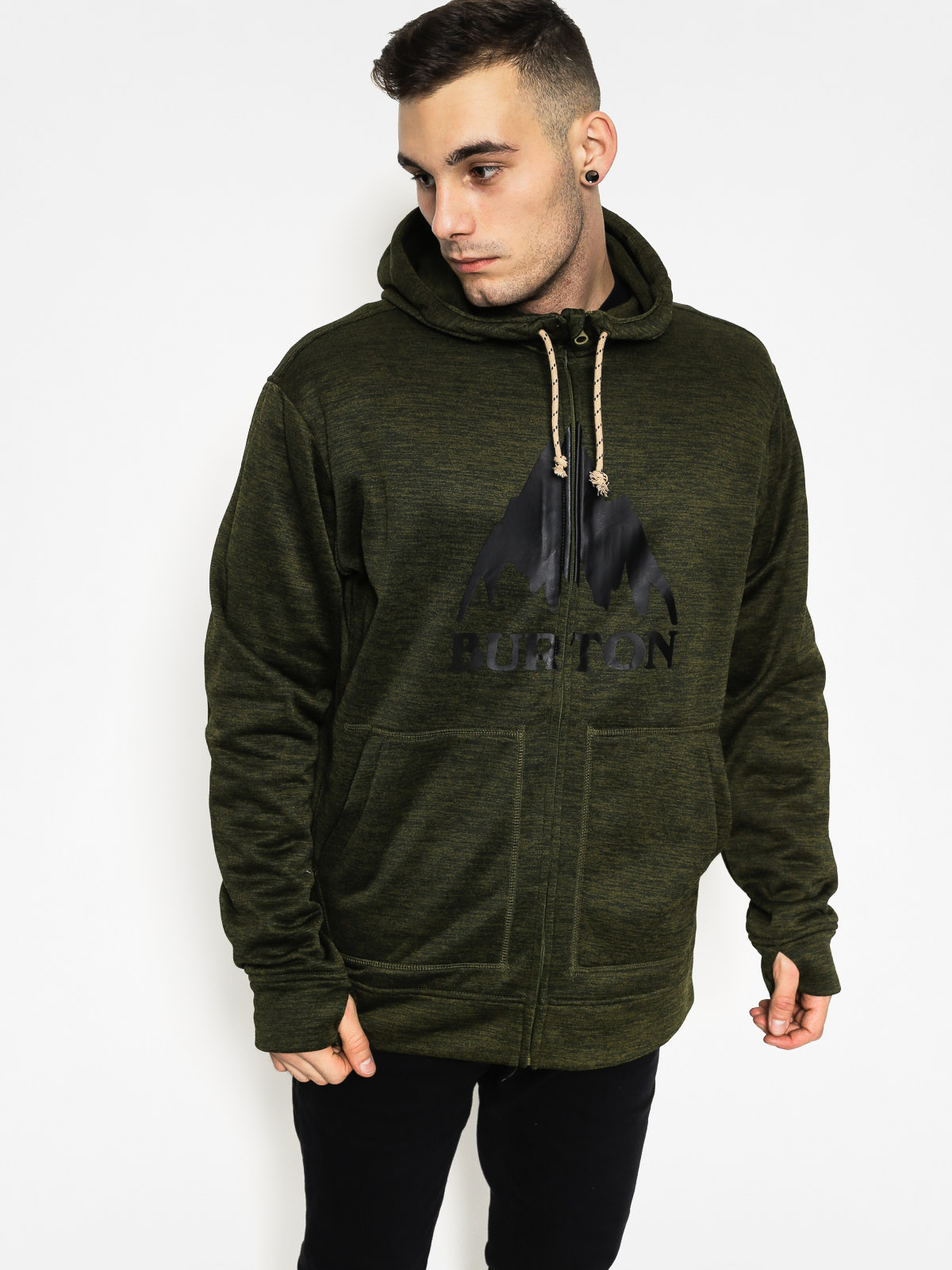Mens Burton Active sweatshirt Oak ZHD (olive branch heather)