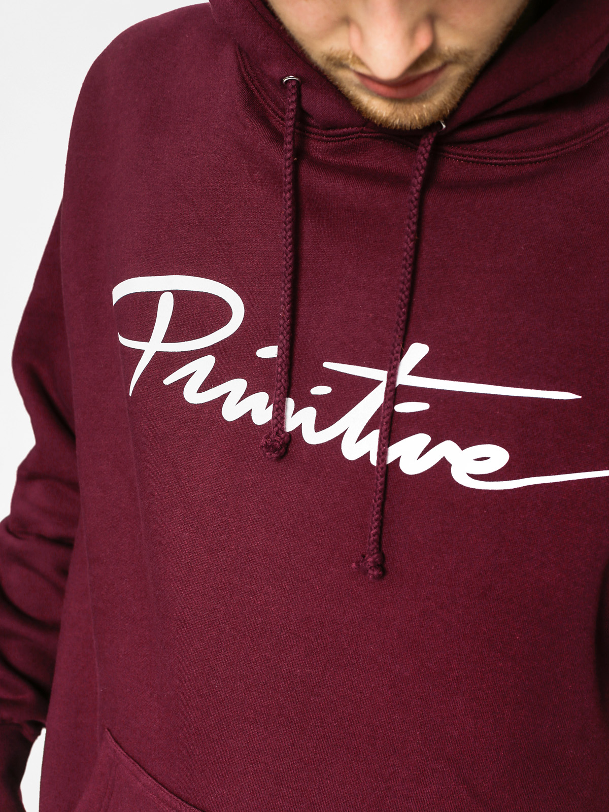 Primitive Hoodie Nuevo Script HD burgundy maroon