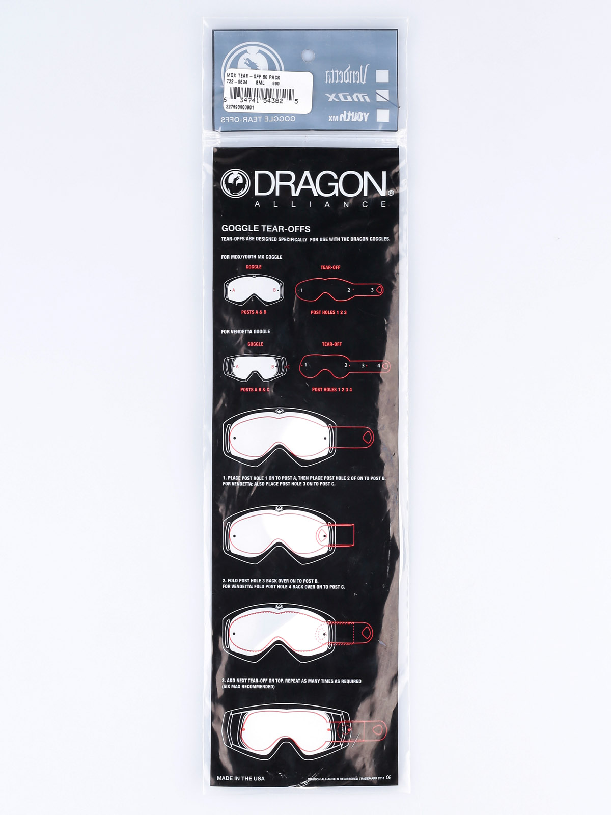 Dragon Spare lens MDX (tear off 50 pack)