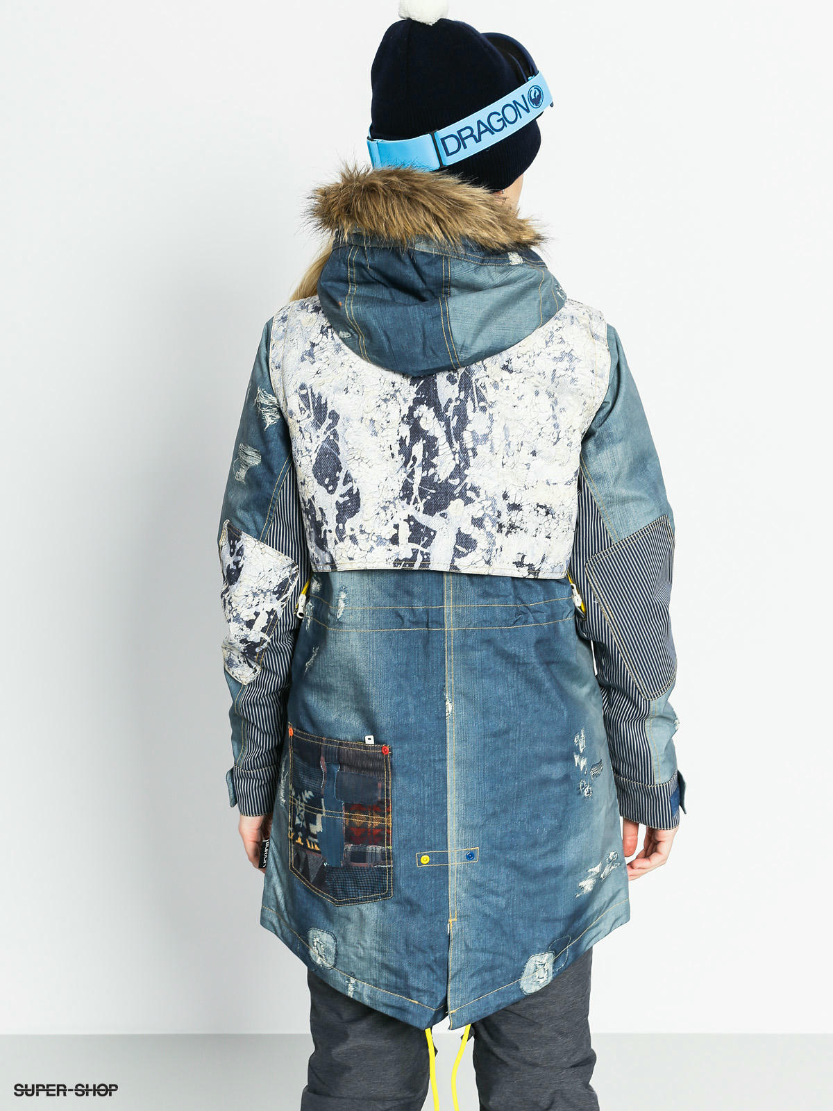 Womens Burton Snowboard jacket Lamb Riff Parka denim print