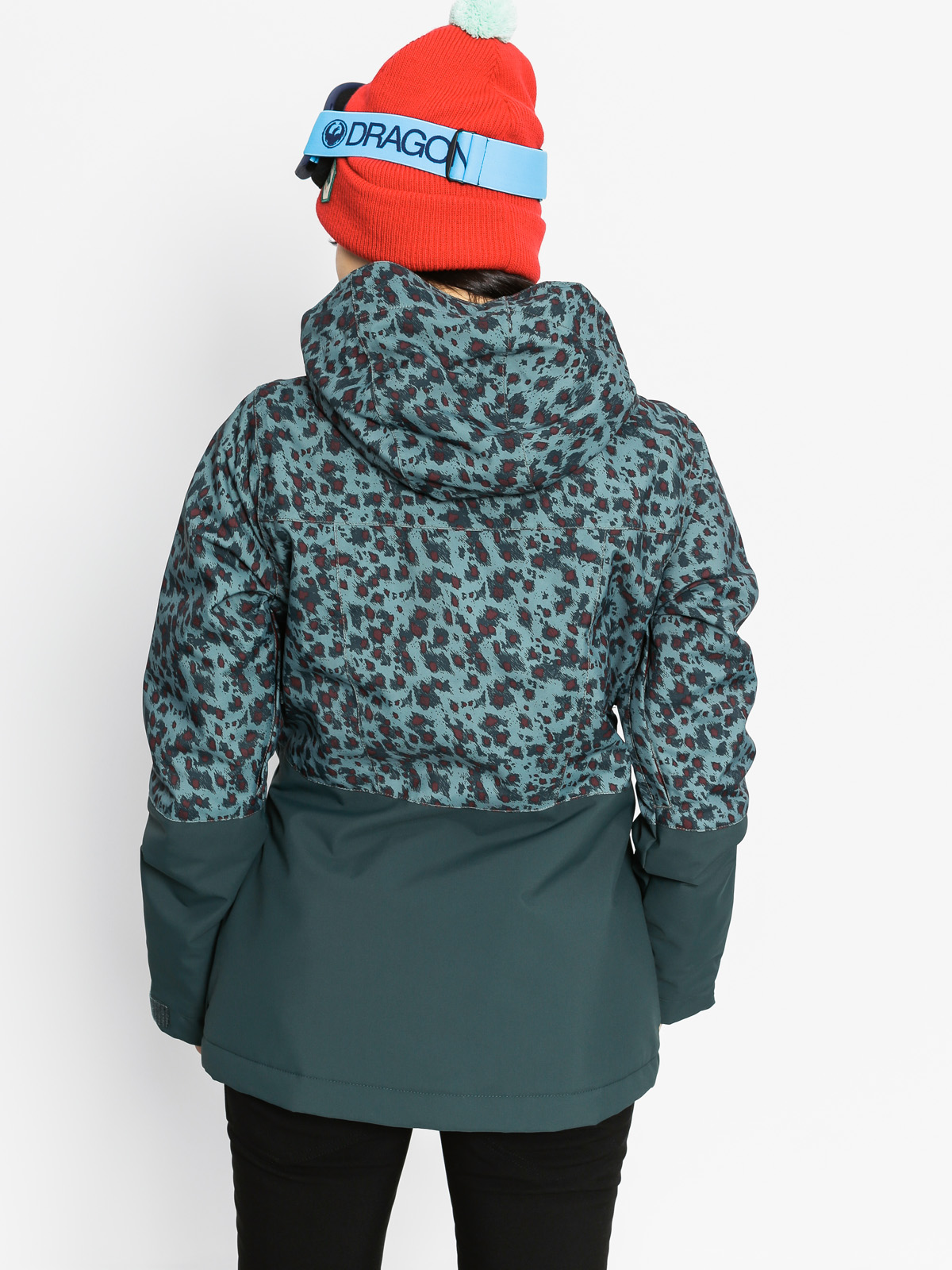 Womens O'Neill Snowboard jacket Single (green aop w/red)