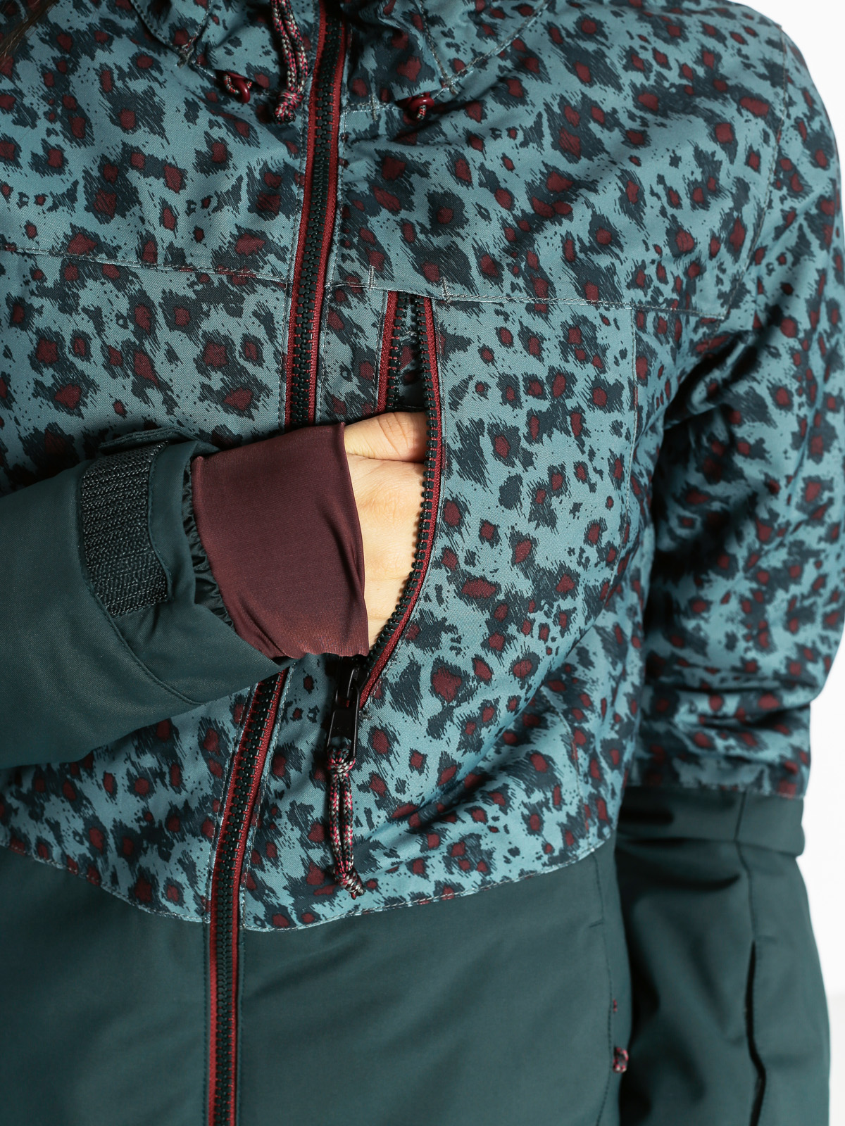 Womens O'Neill Snowboard jacket Single (green aop w/red)