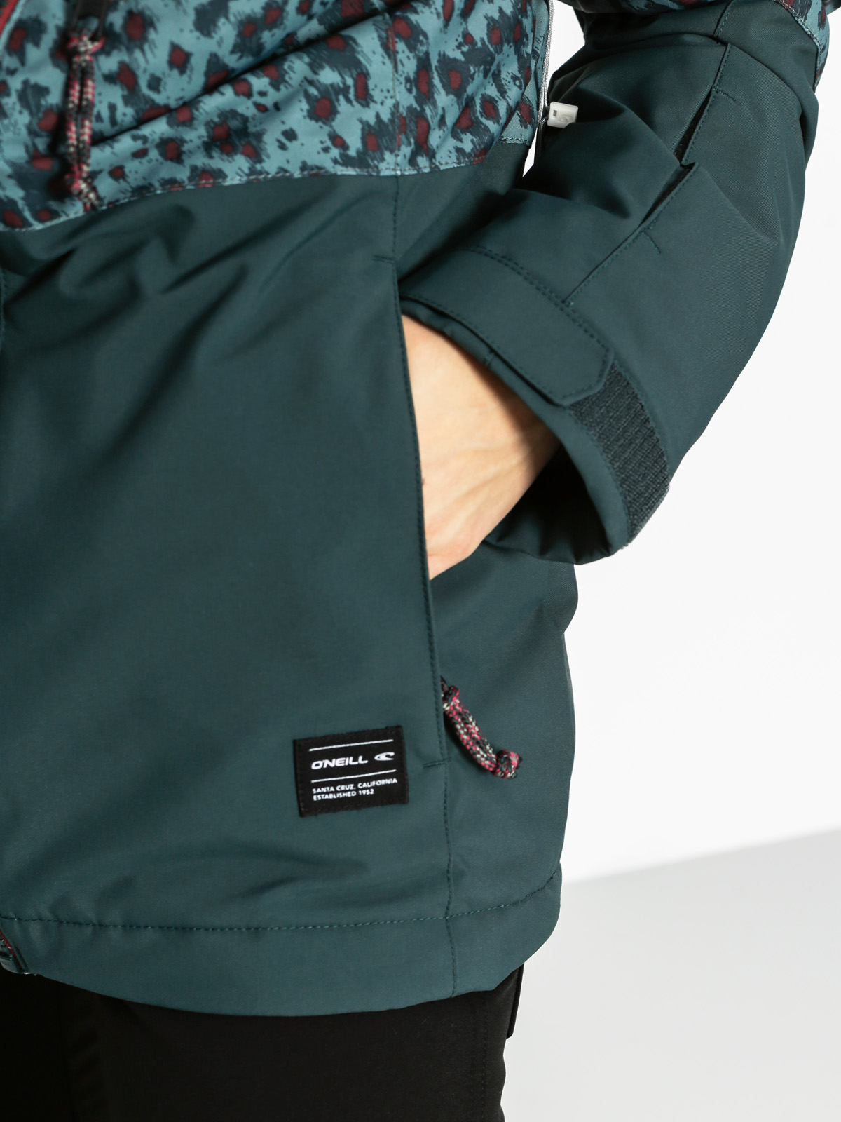 Womens O'Neill Snowboard jacket Single (green aop w/red)