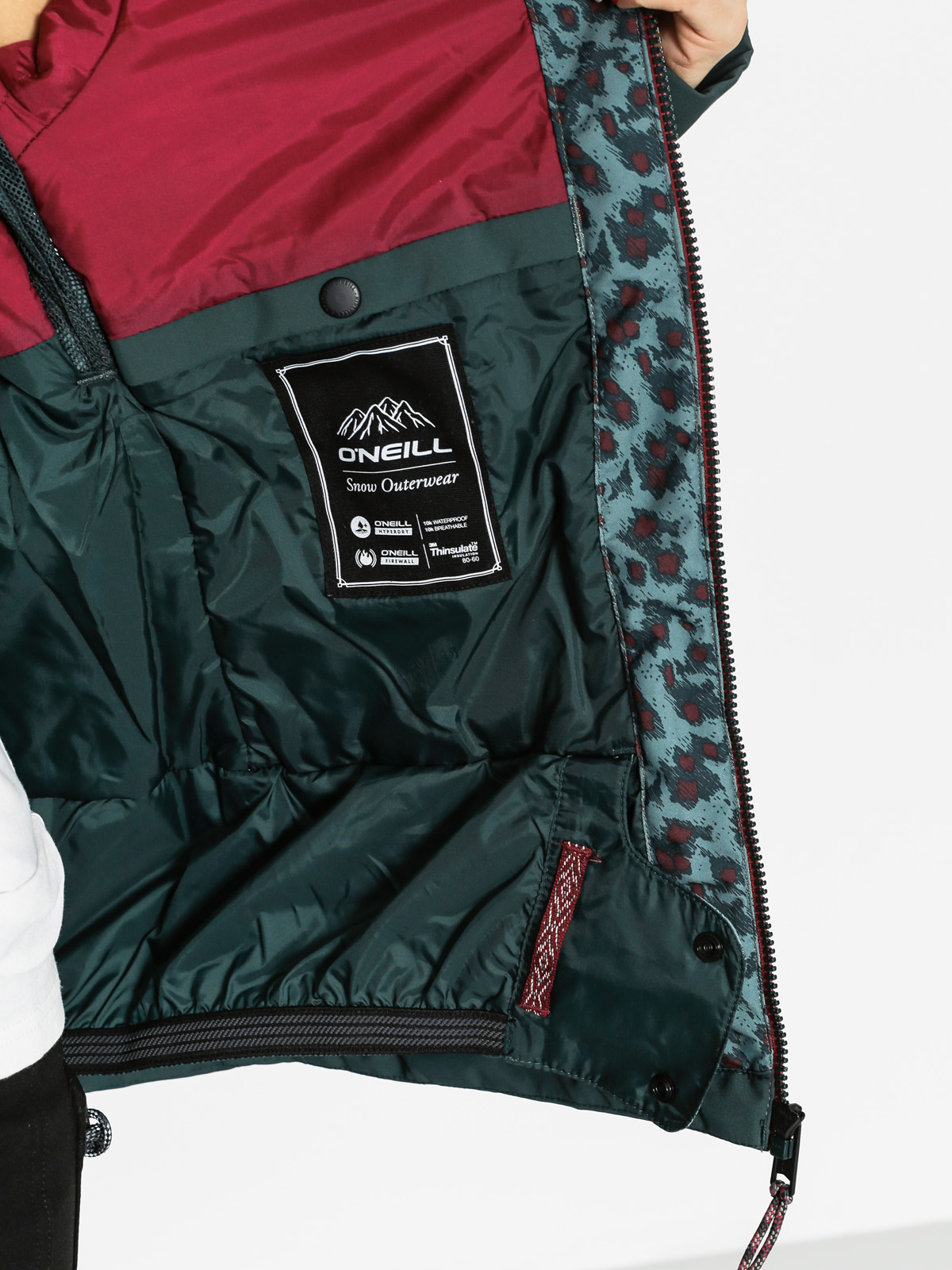 Womens O'Neill Snowboard jacket Single (green aop w/red)