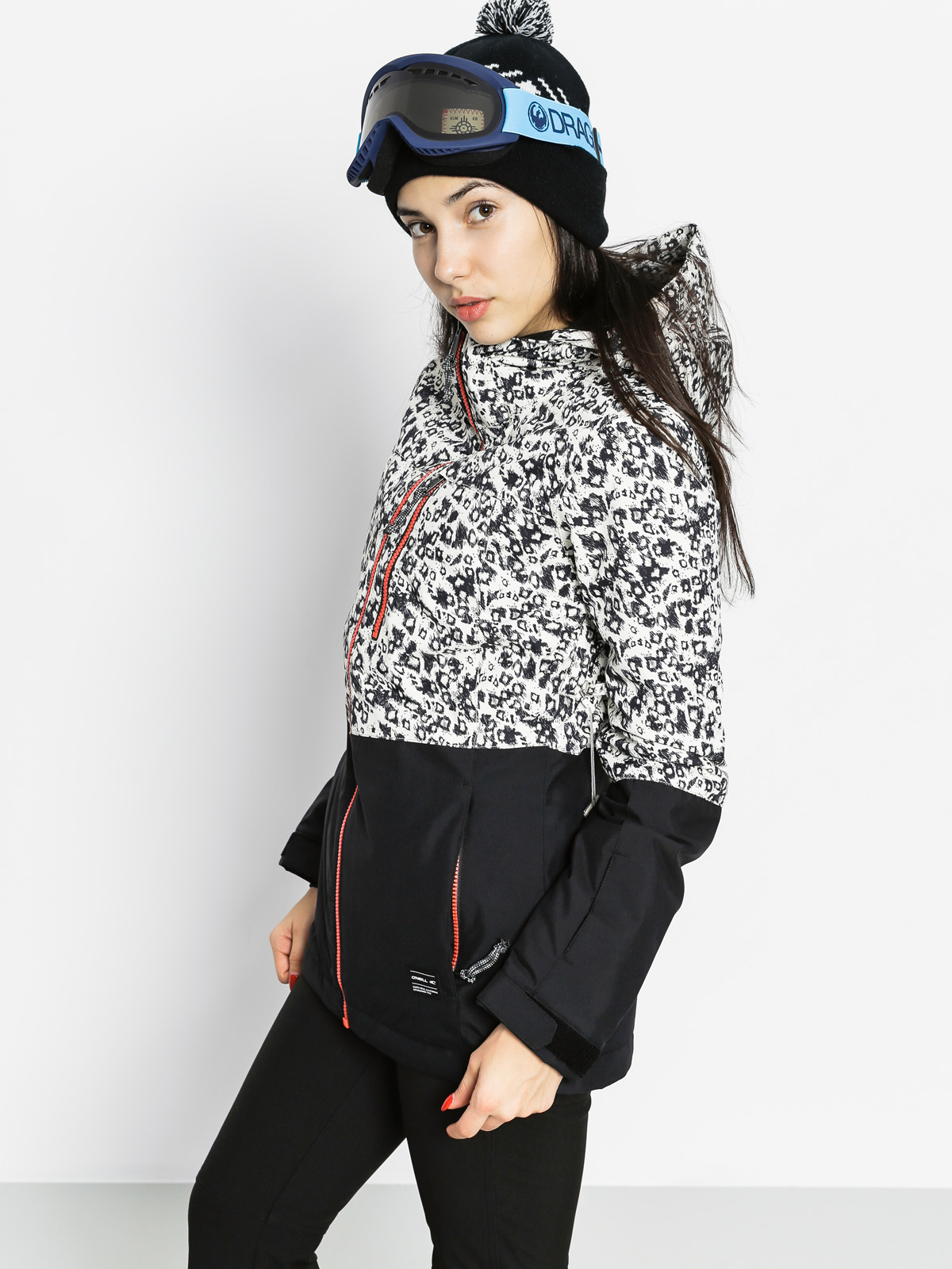 Damen O'Neill Snowboardjacke Single (white aop w/grey)
