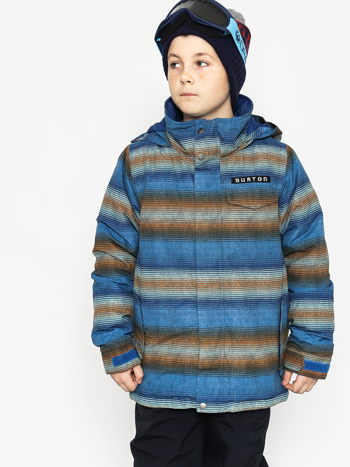 Burton Snowboard jacket Amped blue glacier beach stripe