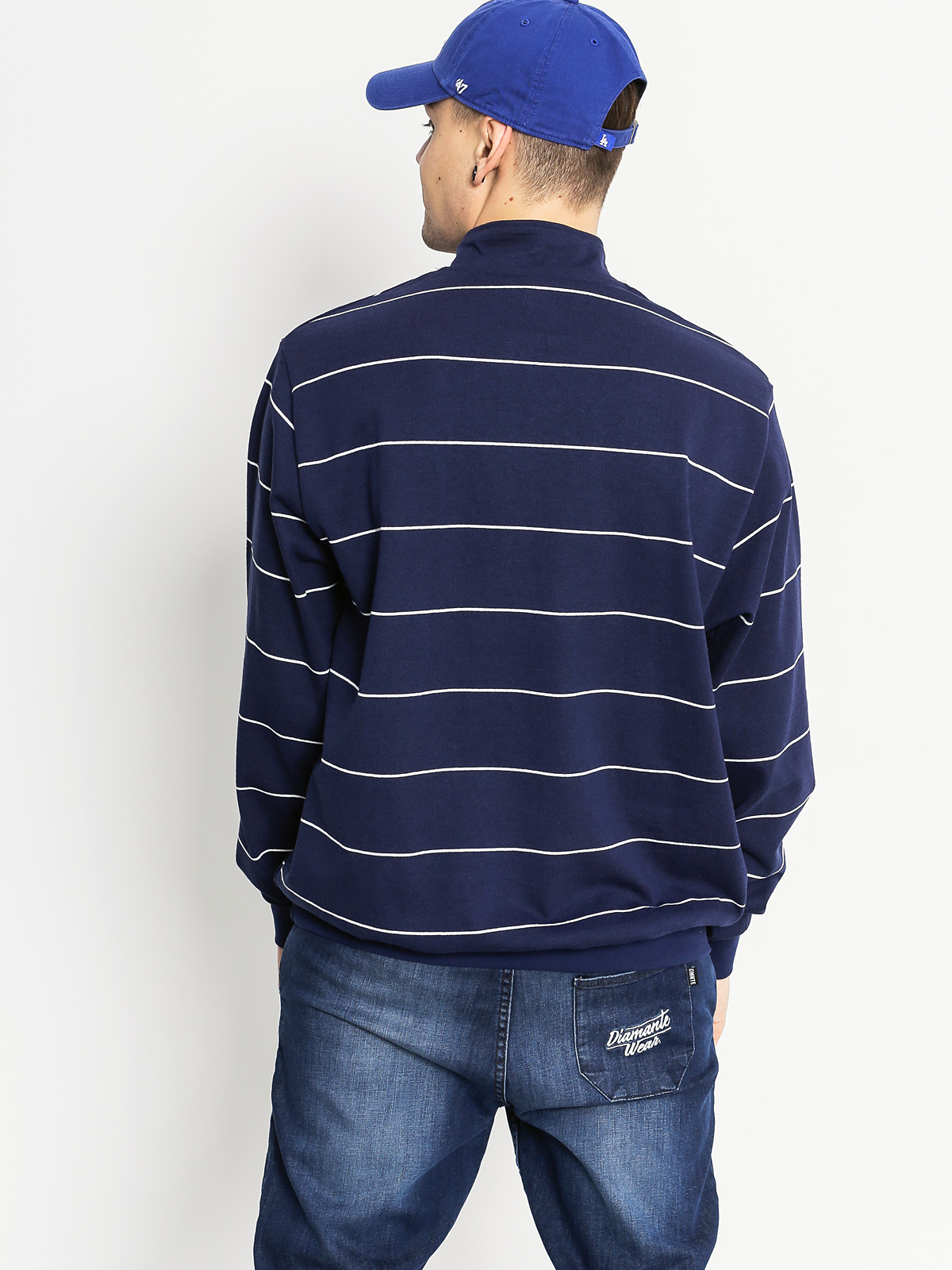 Polar Skate Sweatshirt Striped Neck Zip - navy blue (navy)