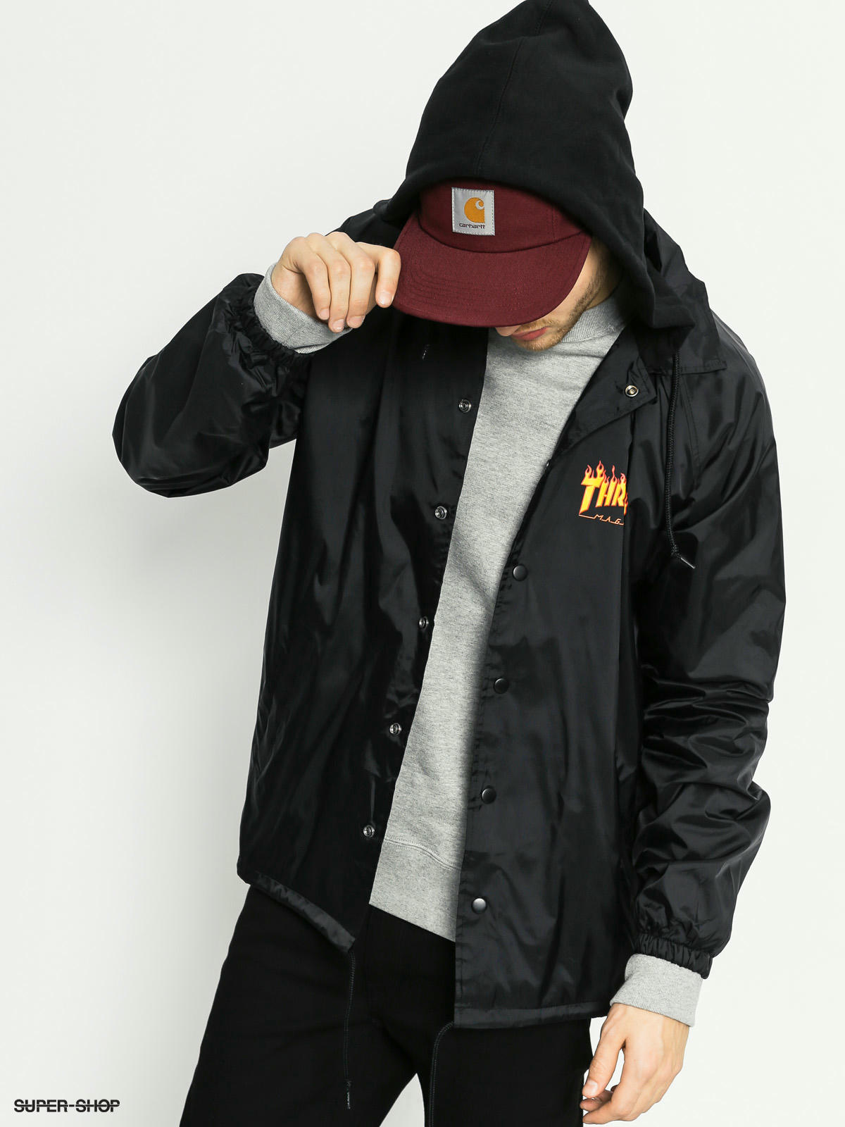 Thrasher flame sale mag coach jacket