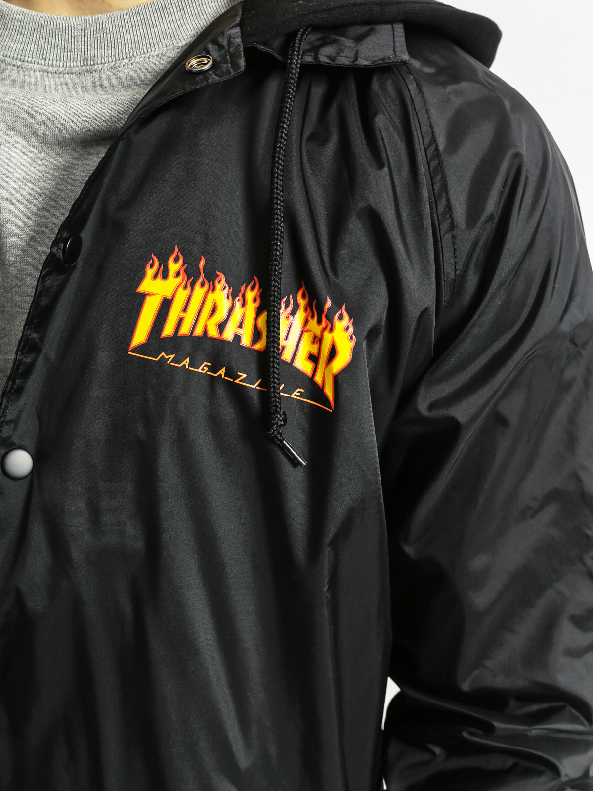 Thrasher Jacket Flame Logo Coach Jacket (black)