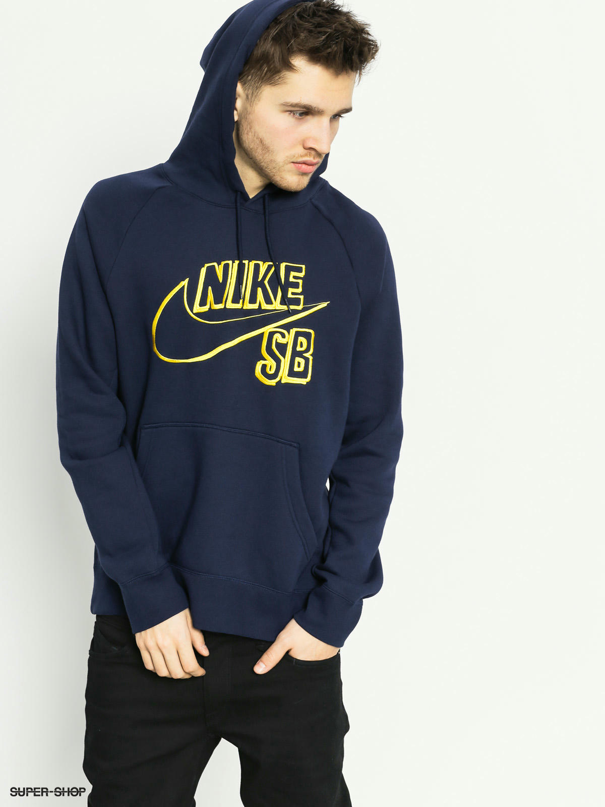 navy blue and yellow nike hoodie