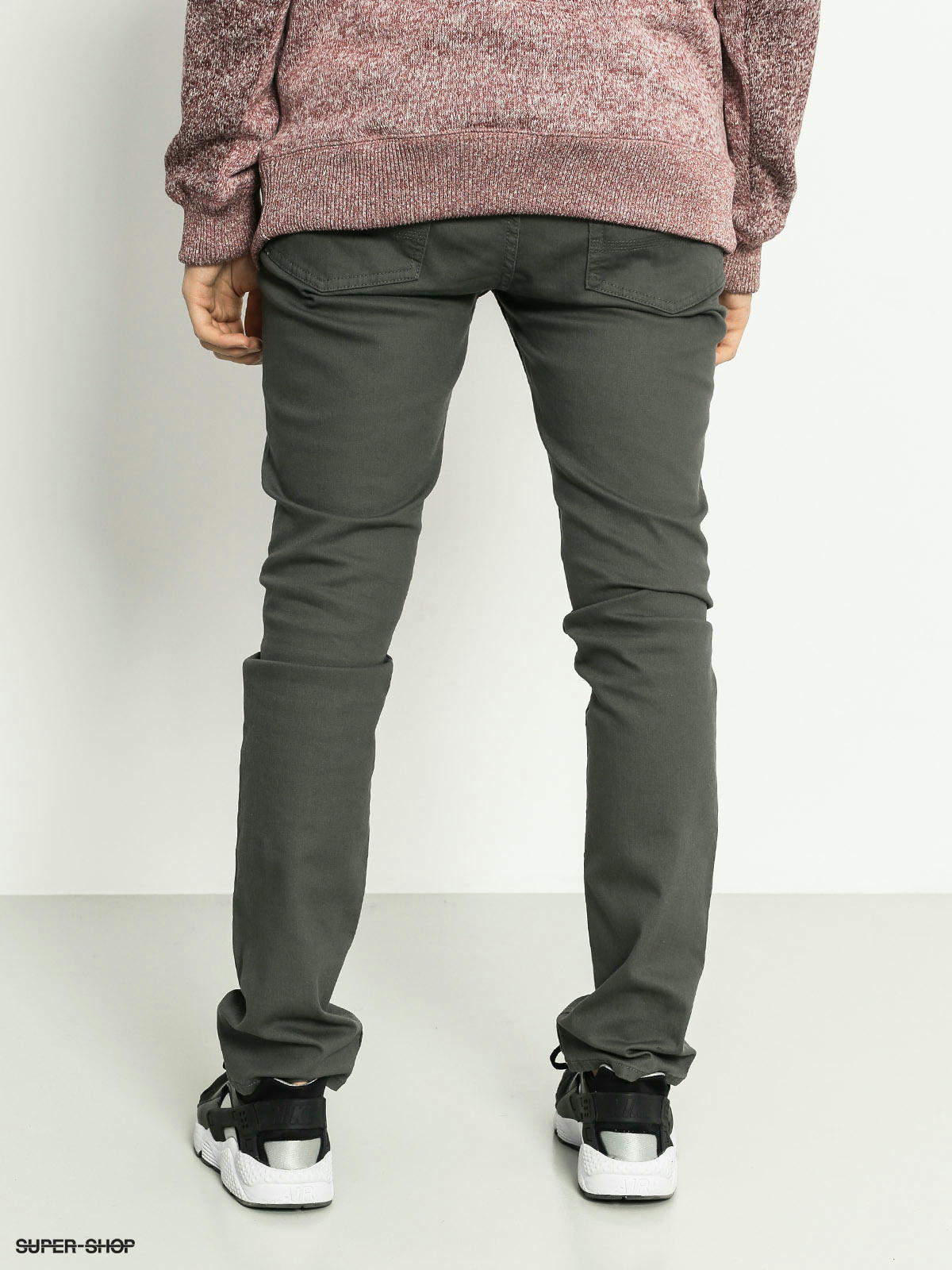 Stone Color Elastic Cuff Pants