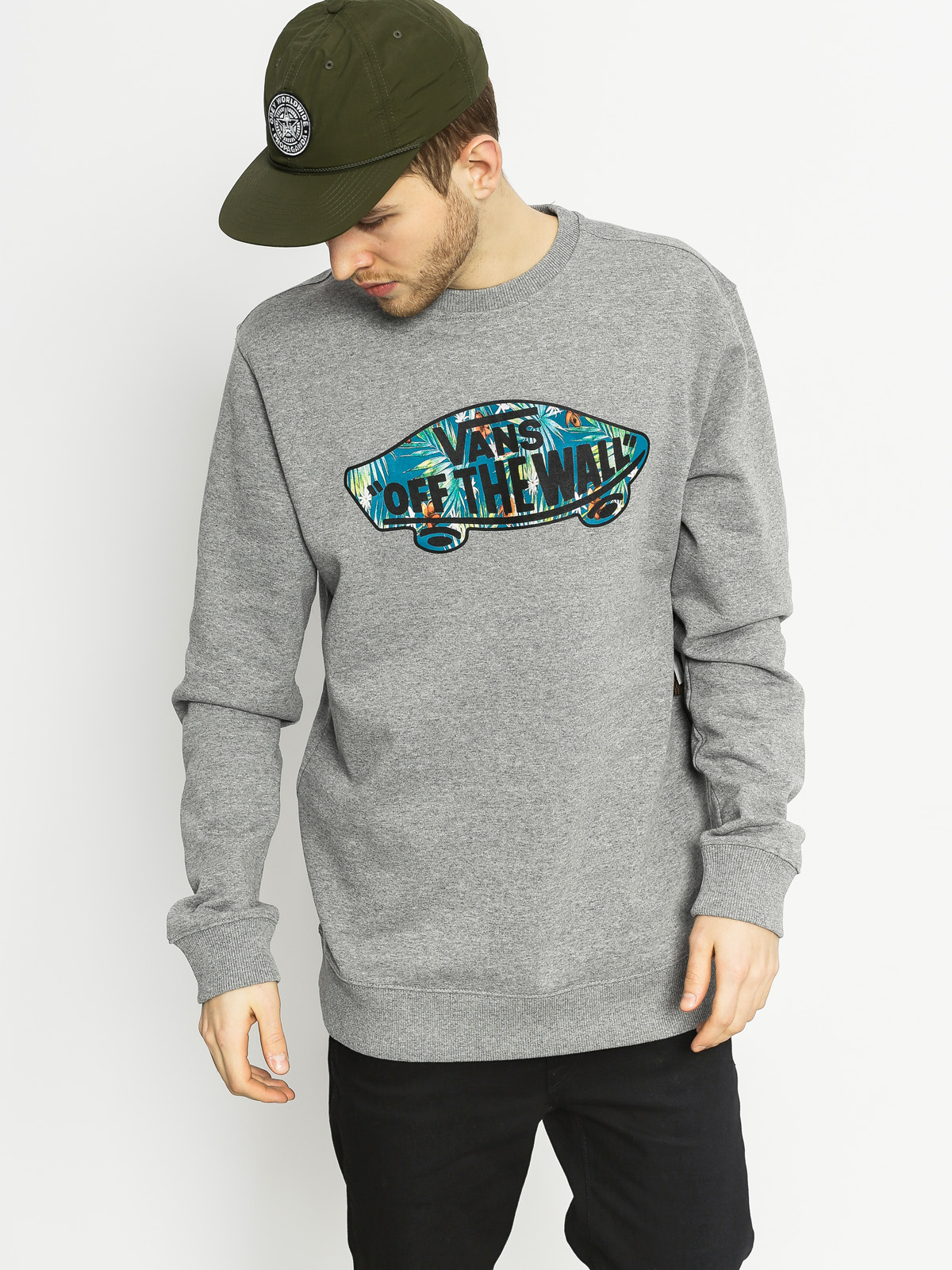 Vans Sweatshirt Off The Wall (concrete heather/baltic decay palm)