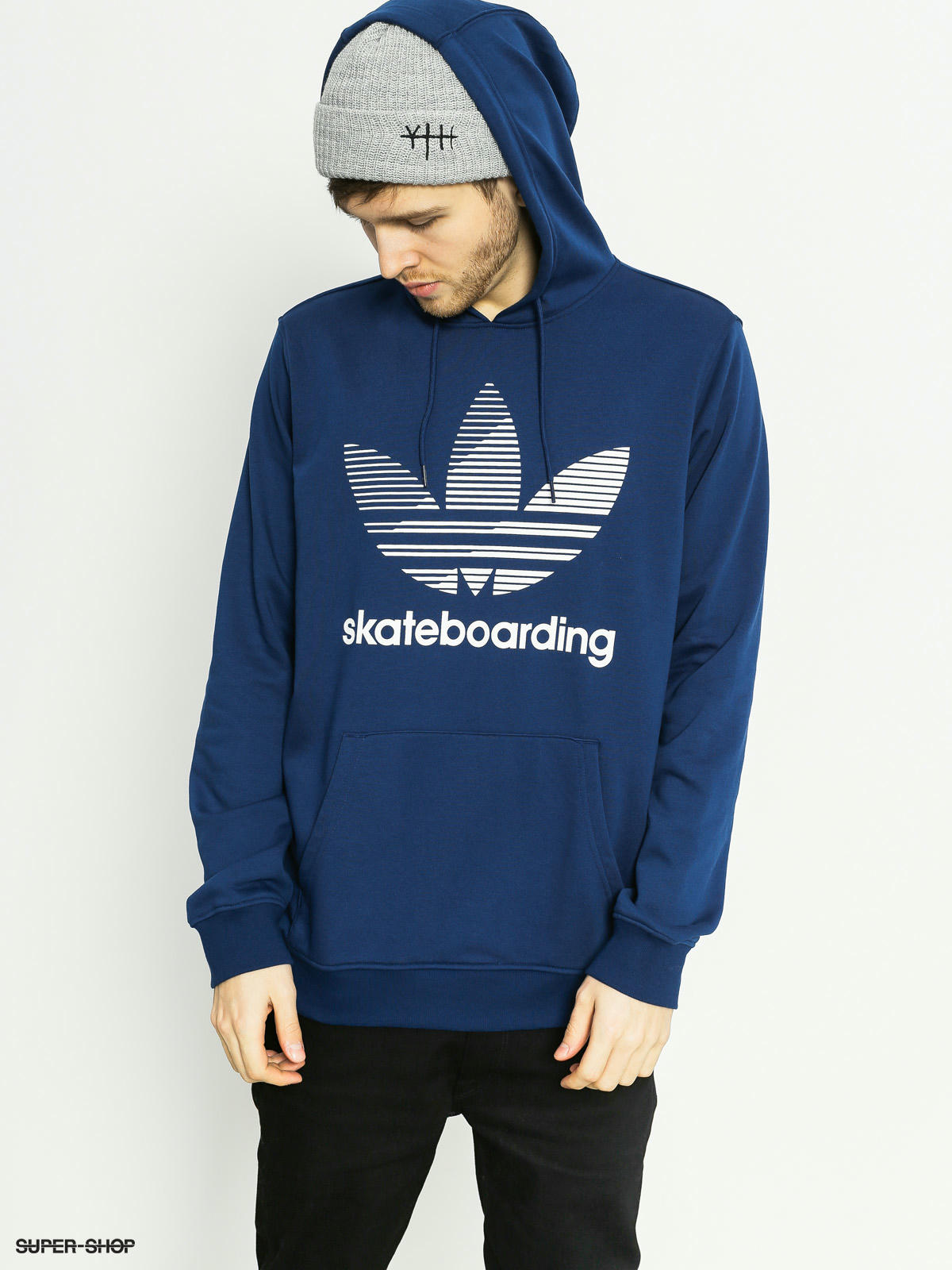 navy blue and white adidas hoodie