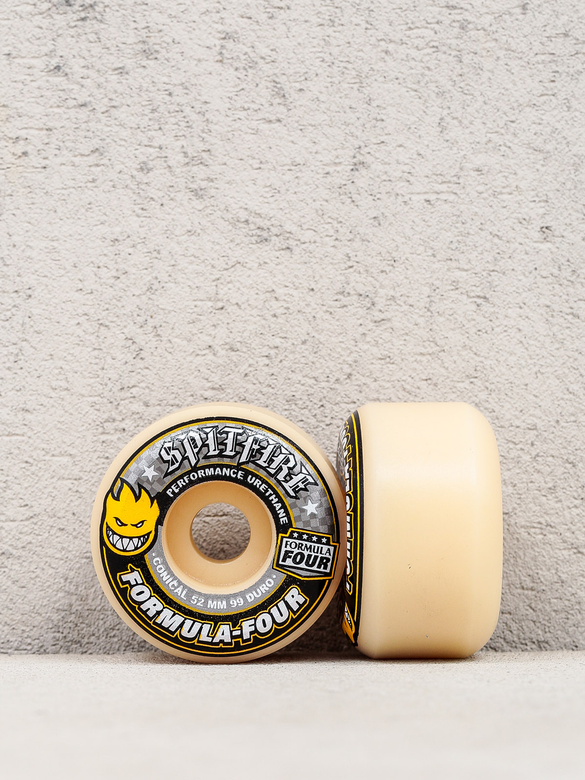 Spitfire Formula Four White//Yellow Conical 99D Skateboard Wheels Set of 4