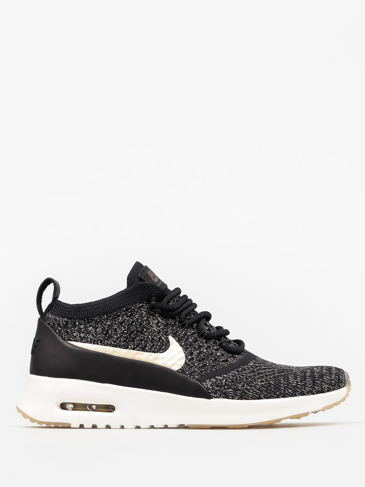 Nike Air Max Thea Ultra Flyknit Metallic Shoes Wmn (black/mtlc gold star ivory)