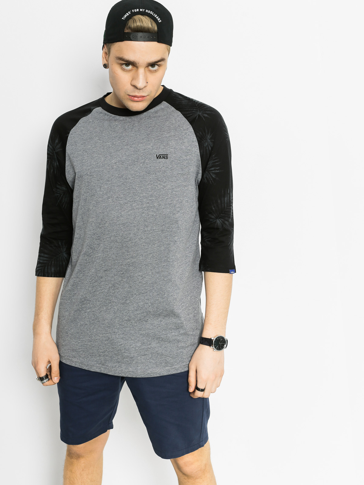 Vans T-Shirt Tonal Palm Raglan (heather grey/tonal palm)