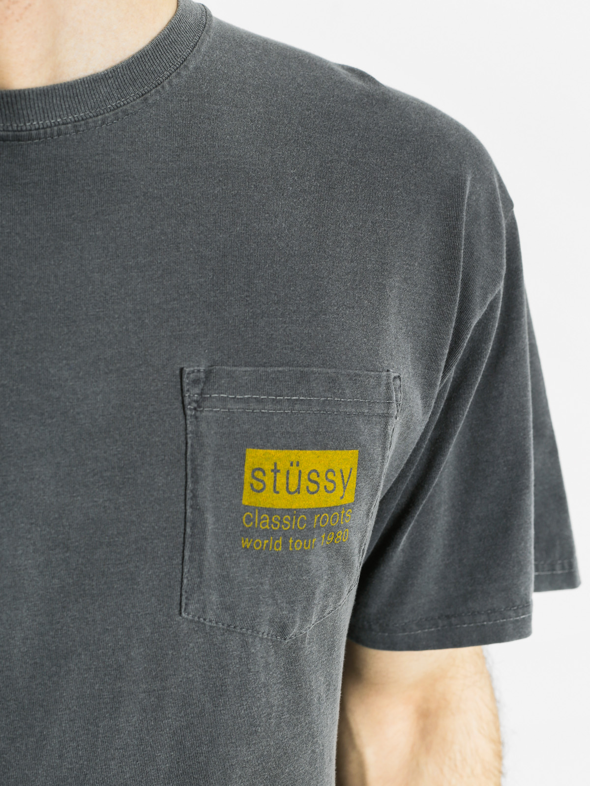 Stussy T-shirt Classic Roots Pig Dye Pkt - grey (black)